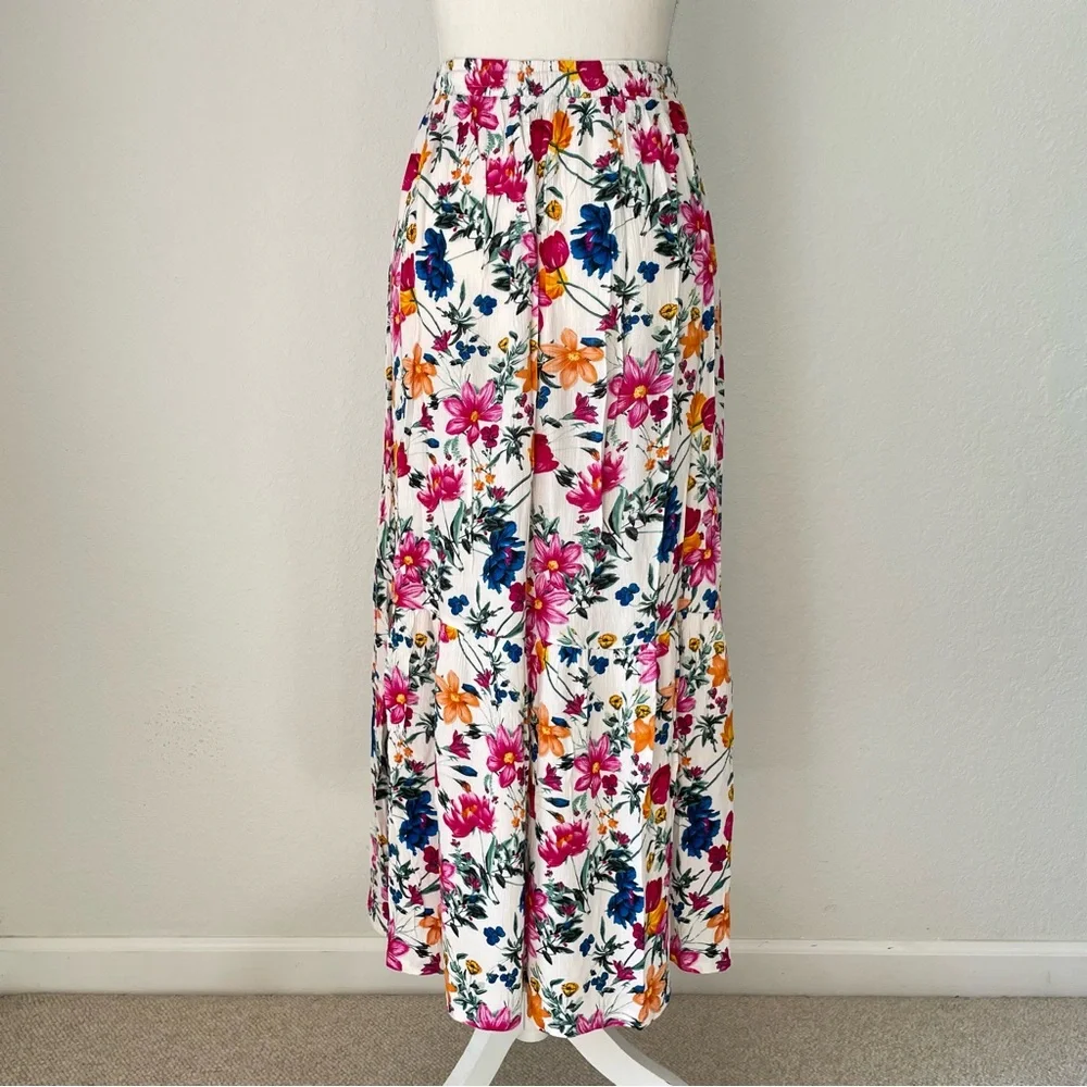ROBERT LOUIS WHITE FLORAL TIERED MAXI SKIRT - Picture 4 of 8